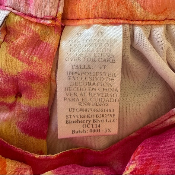 Blueberi Boulevard Pink Yellow Flowy Dress Floral Sleeveless Toddler Girl 4T - Picture 8 of 10